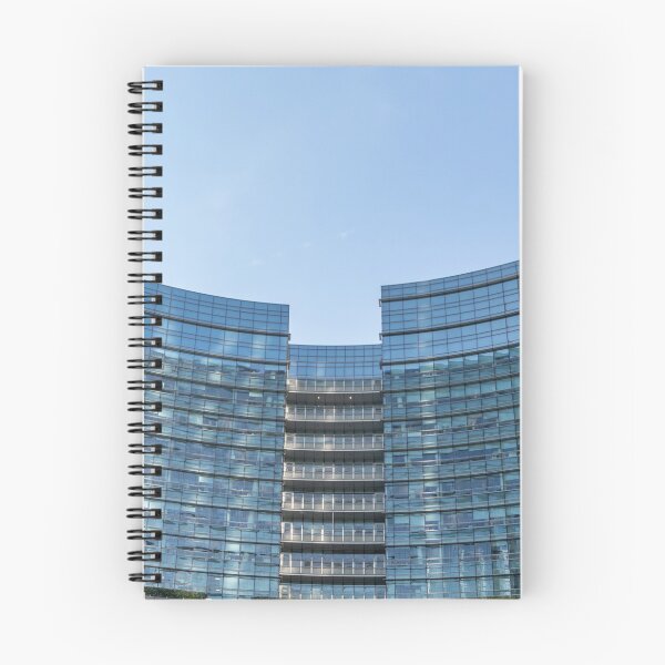 Item preview, three workers work to clean the windows of a large skyscraper in Milan designed and sold by brambillasimone.