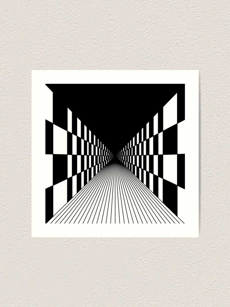 Lámina artística «Dibujo lineal en blanco y negro asimétrico.» de  CrazyRabbits | Redbubble