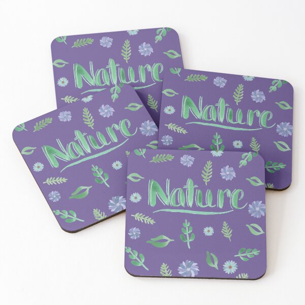 Item preview, Green Watercolor Brush Lettering - Nature with Leaves and Flowers on Ultra Violet designed and sold by Karen McFarland.
