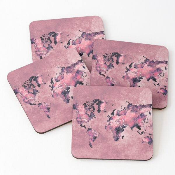 Item preview, world map coral pink #map #world designed and sold by JBJart.