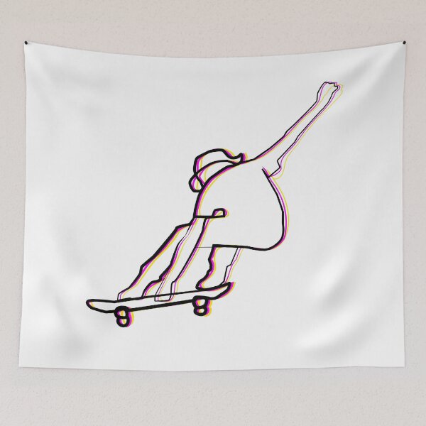 Item preview, skater illustration, skateboard one liner outline drawing  designed and sold by ohaniki.
