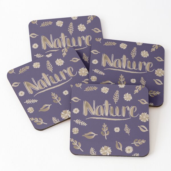 Item preview, Sepia Watercolor Brush Lettering - Nature with Leaves and Flowers on Deep Violet designed and sold by Karen McFarland.