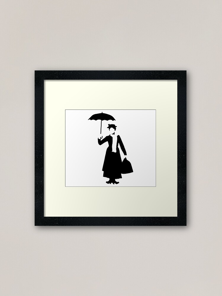 Mary Poppins Silhouette - Black Framed Art Print for Sale by ellipsedCo