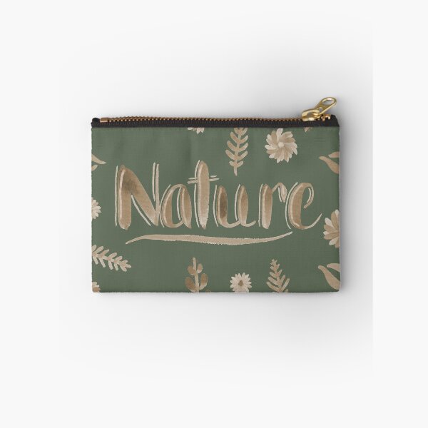 Item preview, Sepia Watercolor Brush Lettering - Nature with Leaves and Flowers on Olive Green designed and sold by Karen McFarland.