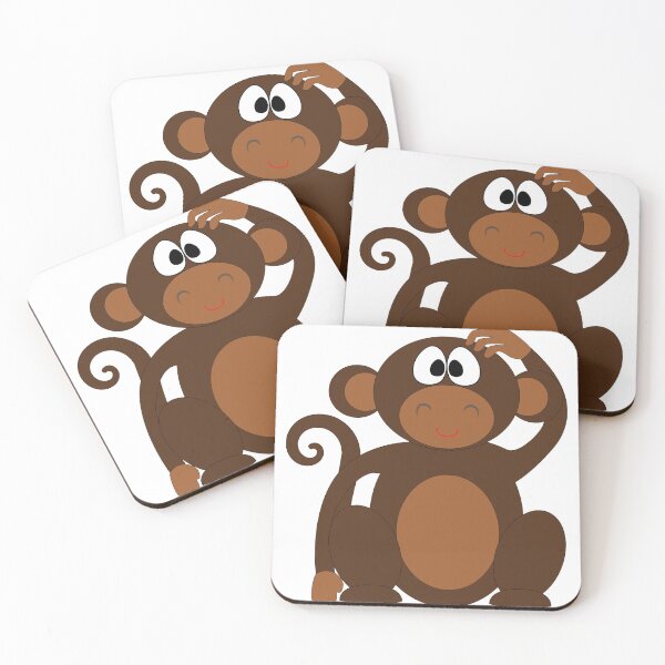 Item preview, monkey,simple design,repeatable pattern,pet lovers,animal lovers,cute monkey scratching his head,staring at you,mood describing,confused designed and sold by Urban Binge.