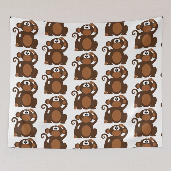 Item preview, monkey,simple design,repeatable pattern,pet lovers,animal lovers,cute monkey scratching his head,staring at you,mood describing,confused designed and sold by Urban Binge.