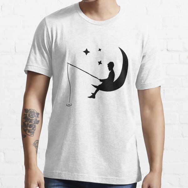Boy Fishing Off the Moon - Black Essential T-Shirt for Sale by ellipsedCo
