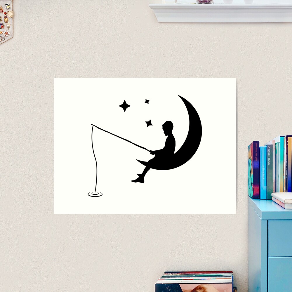 Design Your Fantasy with this Boy Fishing On Moon Name Wall Decal