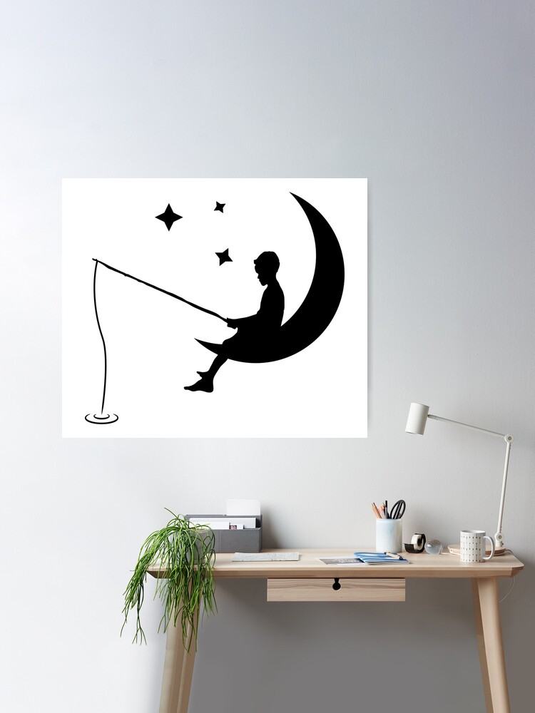 Boy Fishing on the Moon Decal