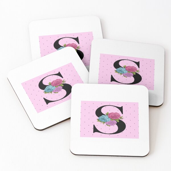 Item preview, FLORAL MONOGRAM LETTER S ON PINK POLKA DOT  designed and sold by angcreations.