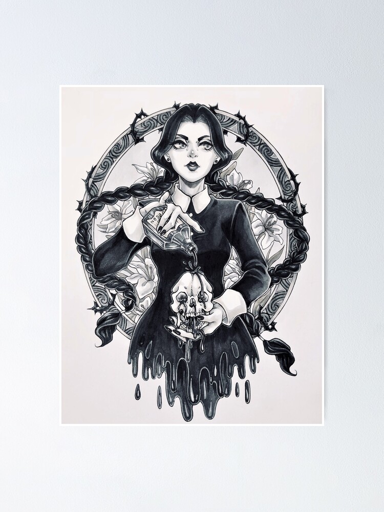 Poster for Sale avec l'œuvre « Mercredi Addams » de l'artiste C-Yen