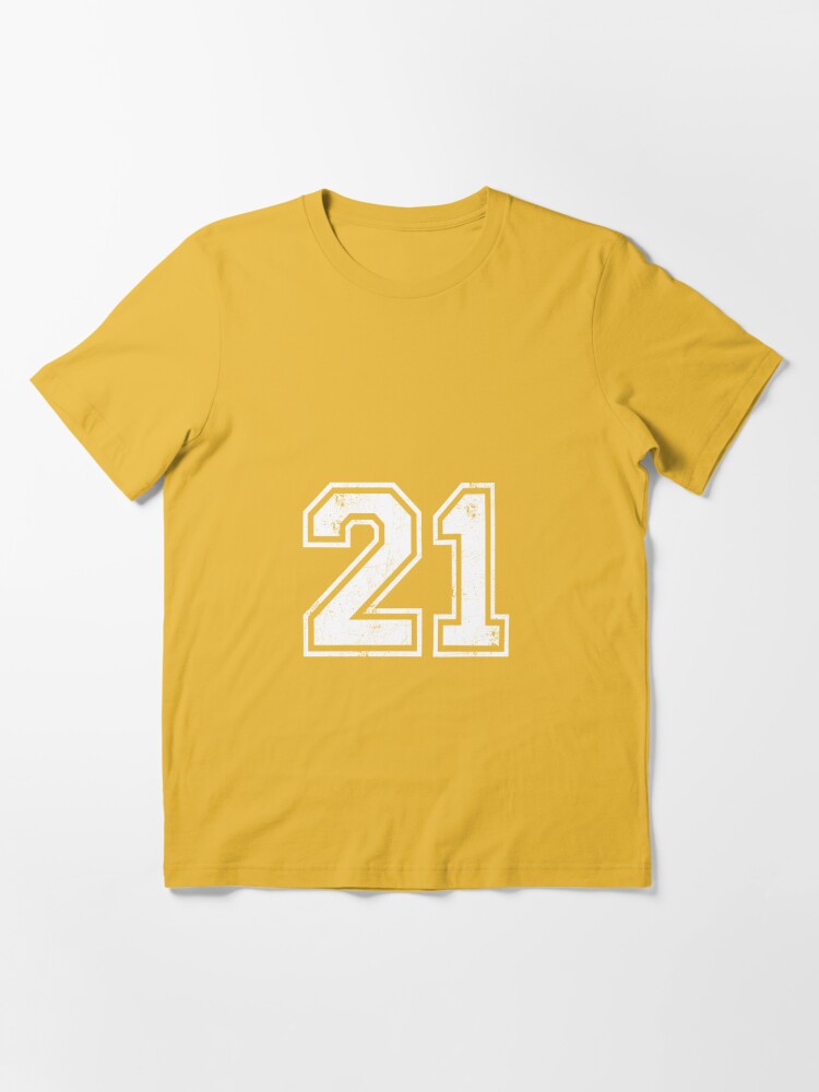 Number #21 Yellow Sports Fan Jersey Number T-Shirt