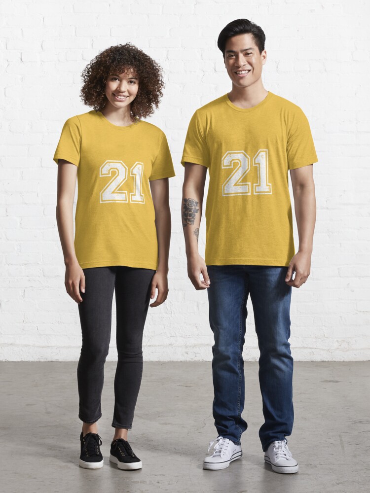 Number #21 Yellow Sports Fan Jersey Number T-Shirt