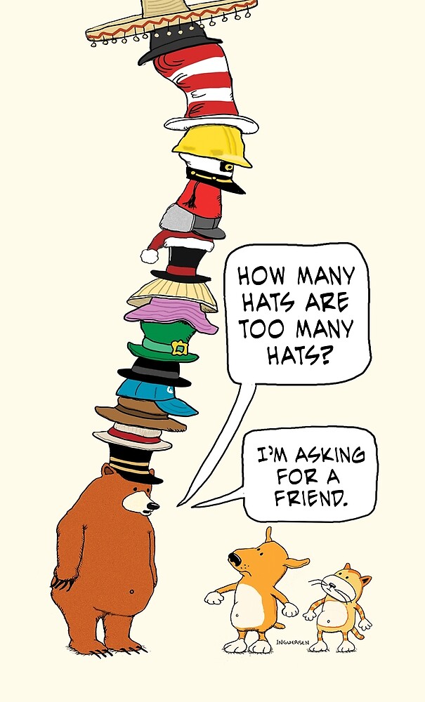 "Bear Wearing Too Many Hats" by capscratch Redbubble