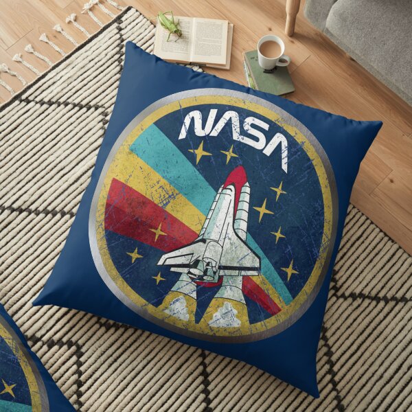 NASA Retro Vintage Logo with Metal Border Floor Pillow