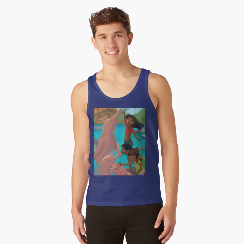 Discover Dolphin  Pink Dolphin Tank Tops