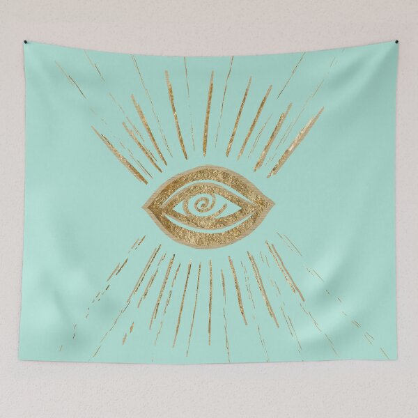 Item preview, Evil Eye Gold on Mint #1 #drawing #decor #art designed and sold by Anita's & Bella's Art.