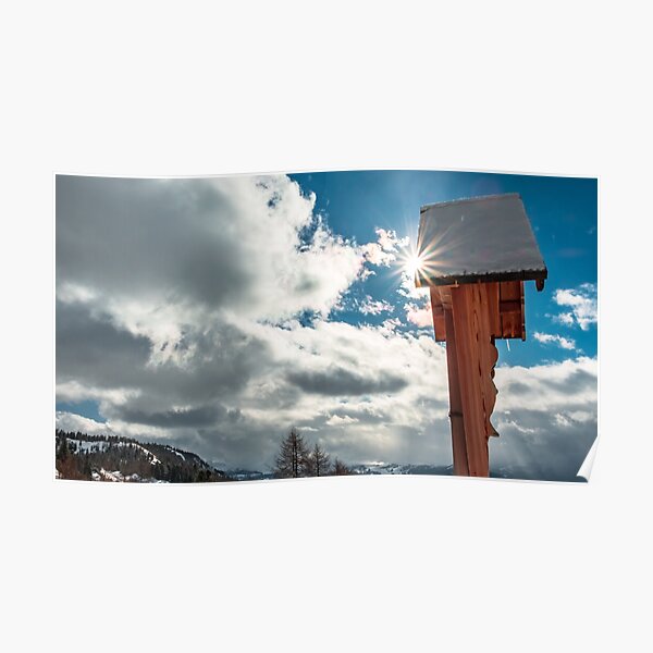 Crucifix on the top of the mountain Poster