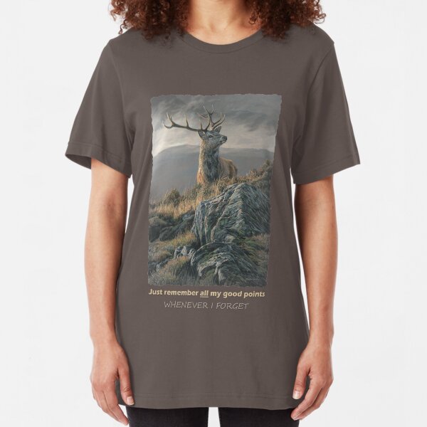 Red Deer Stag "Whenever I Forget" Slim Fit T-Shirt