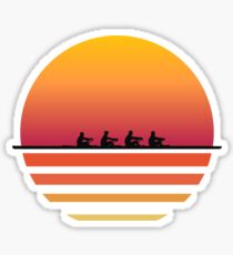 Rowing Team Sunset Lake Art | Cute Crew Sport Art Gift Sticker