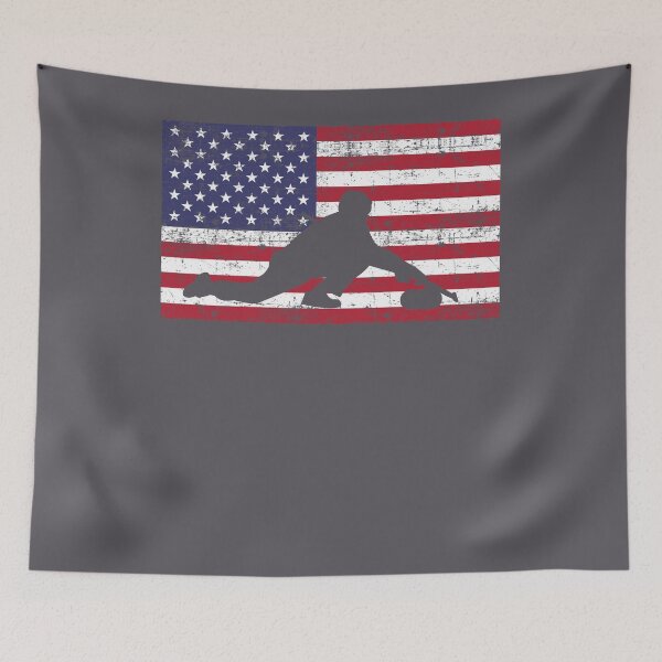 Item preview, Vintage USA Flag Curling Rock Stone Roaring Game Design designed and sold by melsens.