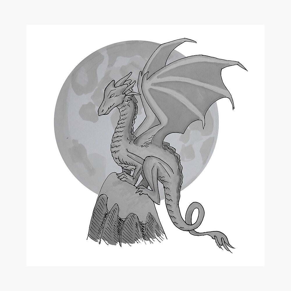 Dragon And Moon Poster By Sapient Squid Redbubble