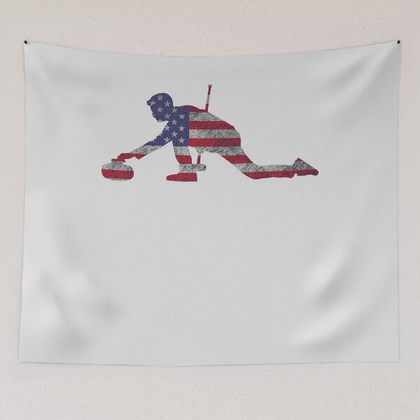 Item preview, Vintage USA Flag Curling Rock Stone Roaring Game Design designed and sold by melsens.