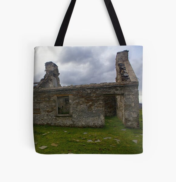 Ruined Cottage at Cashelnagor, County Donegal, Ireland All Over Print Tote Bag