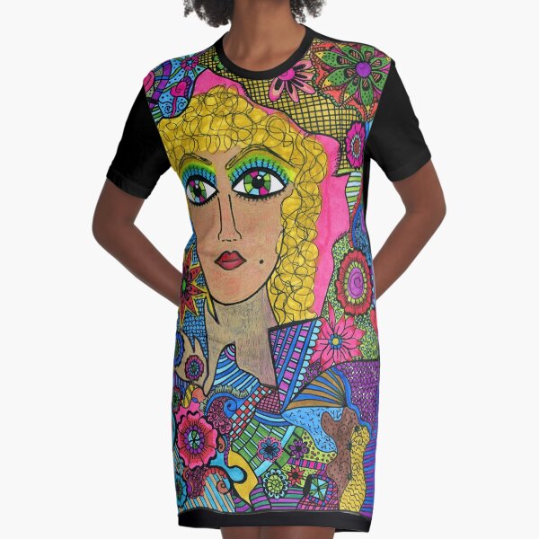 Kaleidoscope Eyes Graphic T-Shirt Dress