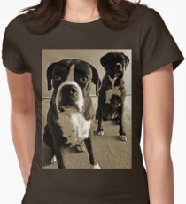 What do you mean she's right behind me .... -Boxer Dogs Series- Women's Fitted T-Shirt