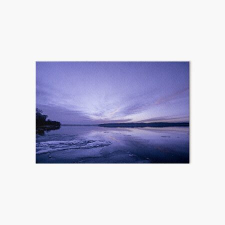 Frozen river in the deep purple of twilight Art Board Print