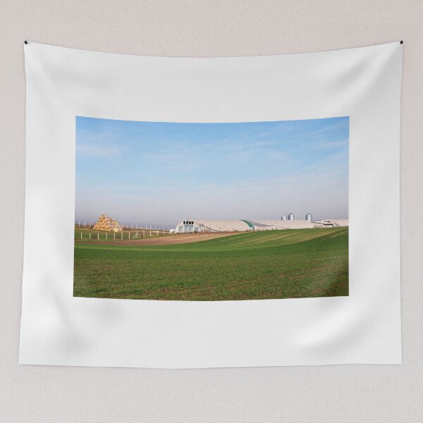 Item preview, farm and green wheat field rural landscape designed and sold by goceris.