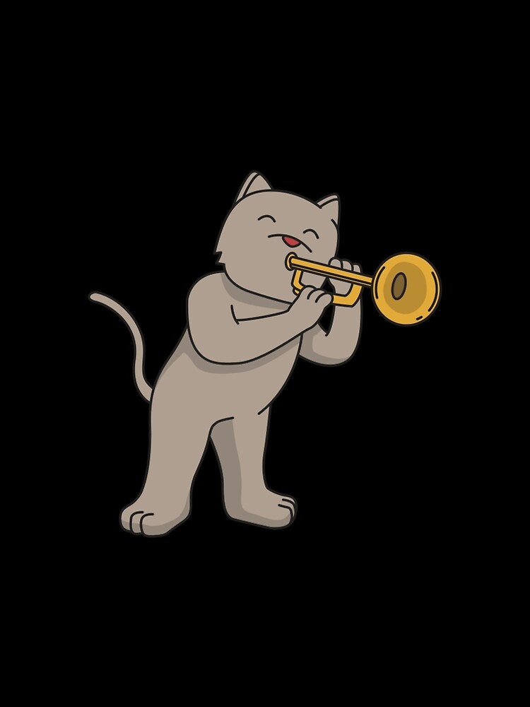 Trumpet cat gift instrument playing music by Franja2