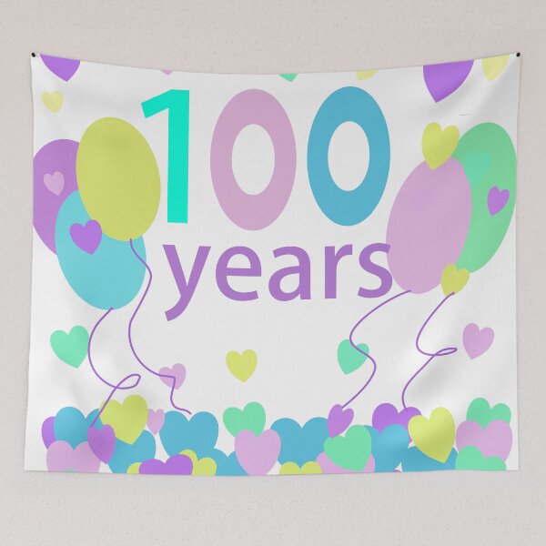 Item preview, 100 years with hearts and balloons designed and sold by designInk.