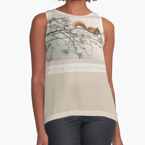 Red Squirrel "Dangerously Cute" Wildlife Painting  Sleeveless Top