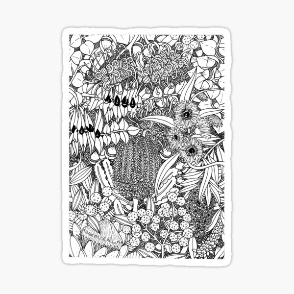 Australian Native Plants - Black and White Sticker
