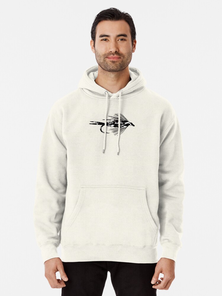 Black Camo Fly - Fly fishing t-shirt Pullover Hoodie for Sale by