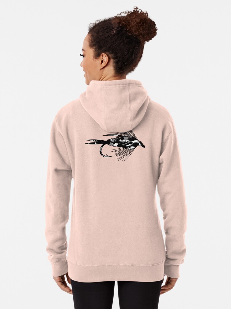 Black Camo Fly - Fly fishing t-shirt Pullover Hoodie for Sale by