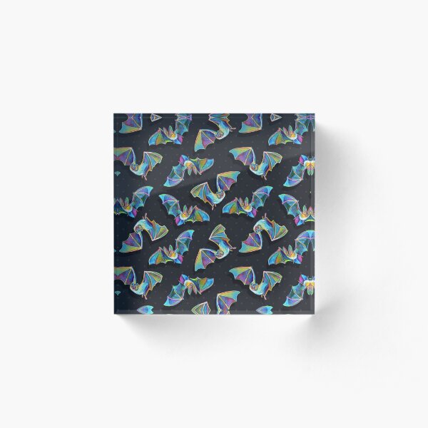 Psychedelic Bat Pattern by Robert Phelps Acrylic Block