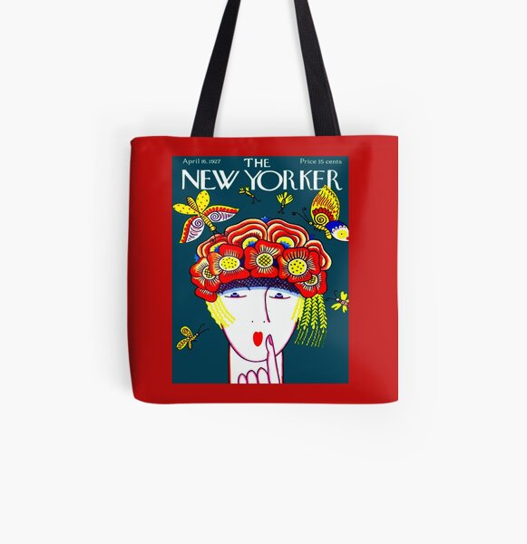 NEW YORKER : Vintage 1927 Flower Hat with Butterfies Print All Over Print Tote Bag