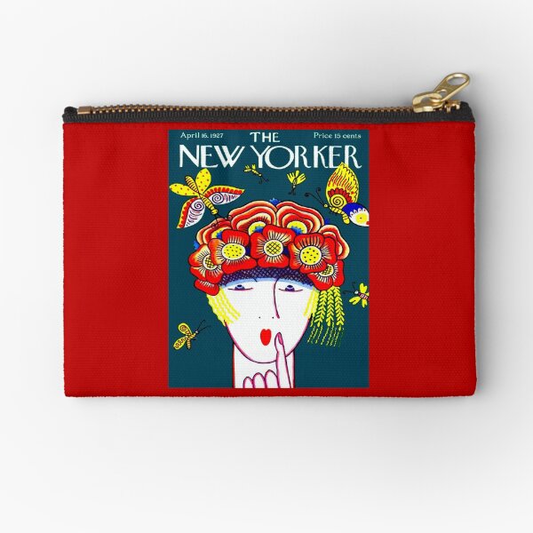 NEW YORKER : Vintage 1927 Flower Hat with Butterfies Print Zipper Pouch