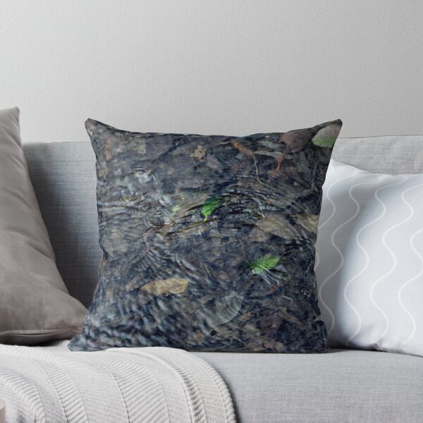 Ripples on Water with Leaf Throw Pillow
