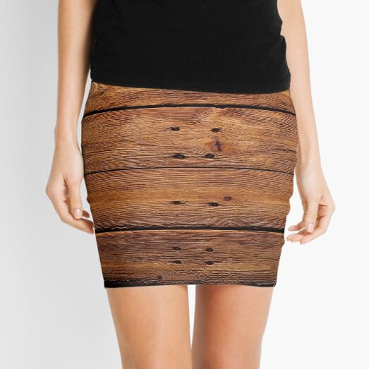 wood, hardwood, dark, log, carpentry, rough, pine, old, desk, horizontal, plank, flooring, wood paneling Mini Skirt