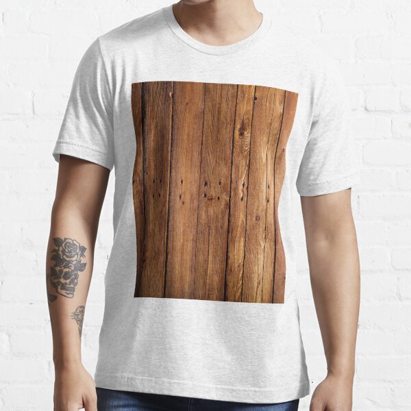 #wood, #hardwood, #dark, #log, carpentry, rough, pine, old, desk, horizontal, plank, flooring, wood paneling, backgrounds Essential T-Shirt