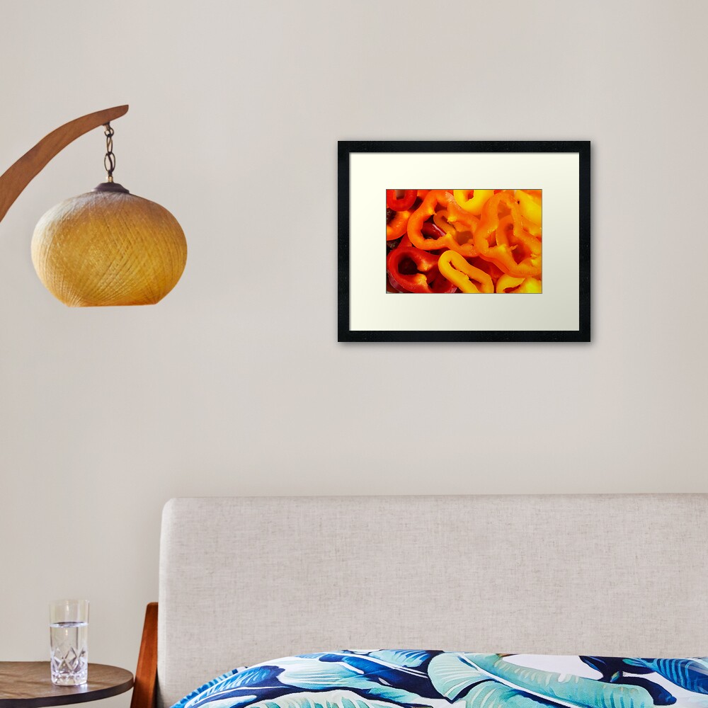 Sliced baby capsicums Framed Art Print