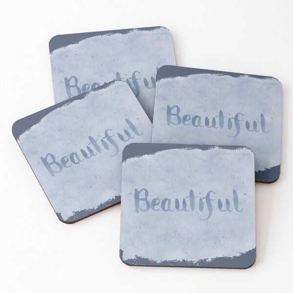 Item preview, Beautiful - written in Blue Watercolor Brush Lettering on Blue designed and sold by Karen McFarland.