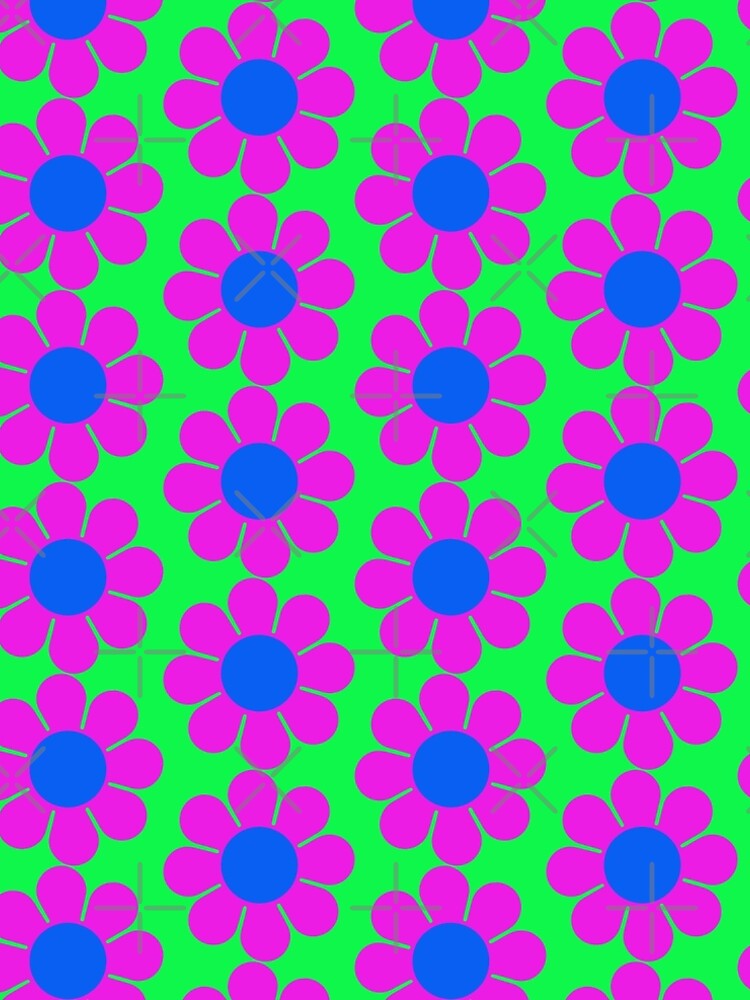 Pink Blue Hippie Flower Power Daisy by hilda74