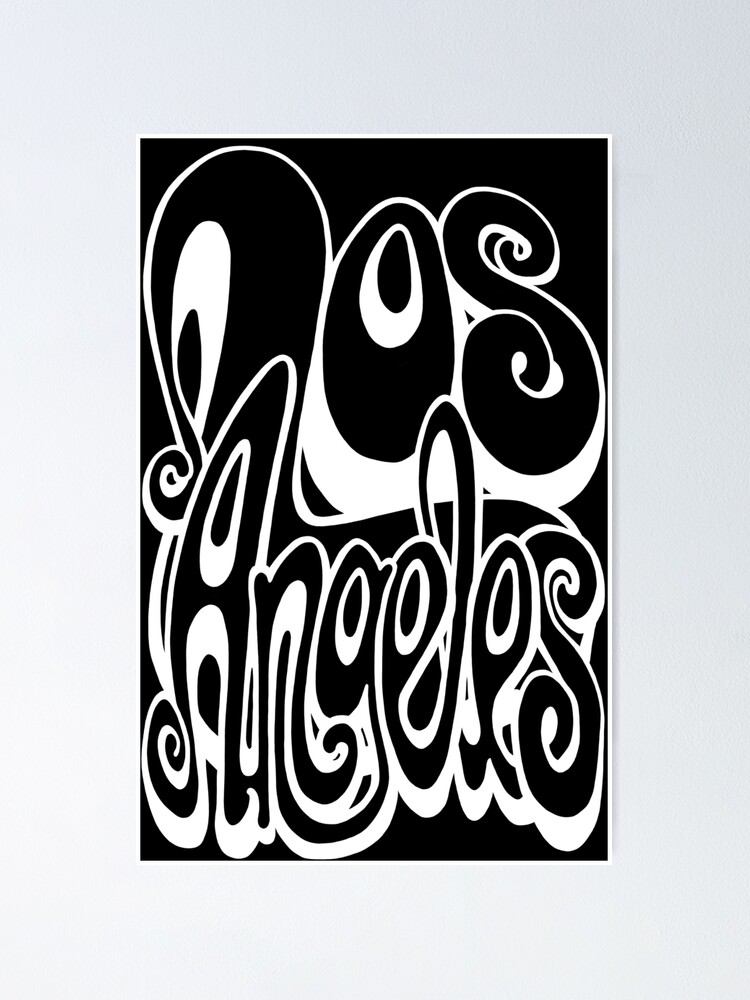 "Los Angeles lettering art black and white chalkboard" Poster by