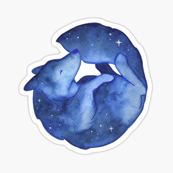 Starry wolf watercolour ilustration Sticker