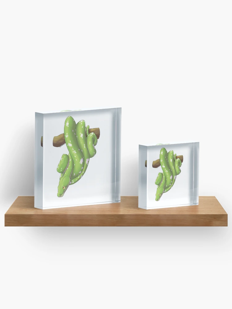 Thumbnail 3 of 5, Acrylic Block, Green Tree Python designed and sold by LizardBeans.